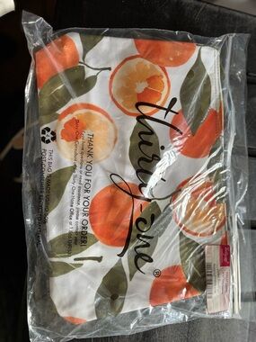 thirty-one White Citrus Print Pouch with Orange and Green Accents